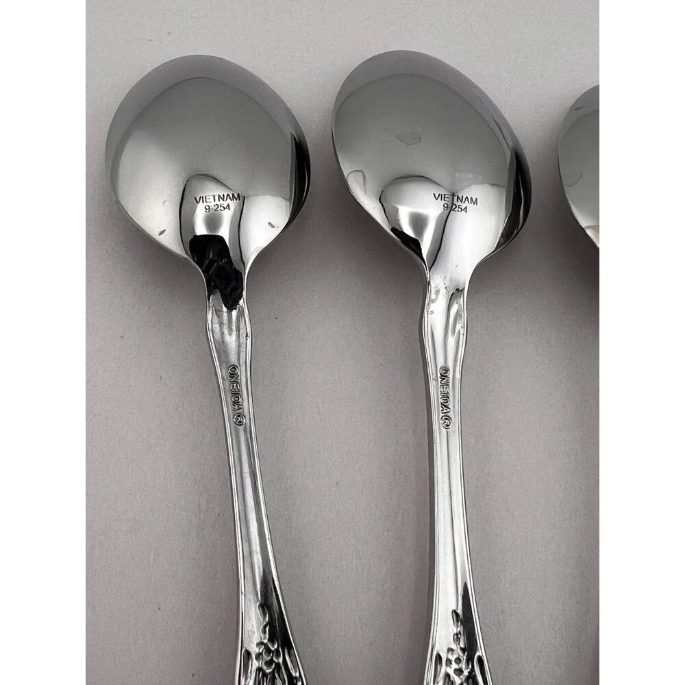 Oneida WORDSWORTH 4pc Teaspoon Set 18/0 Stainless Flatware Silverware Floral
